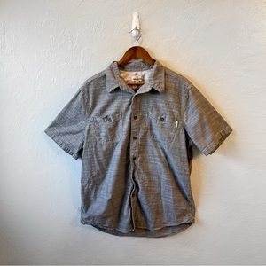Woolrich Mens Gray Light Weight Short Sleeve Pocket Button Down Shirt L